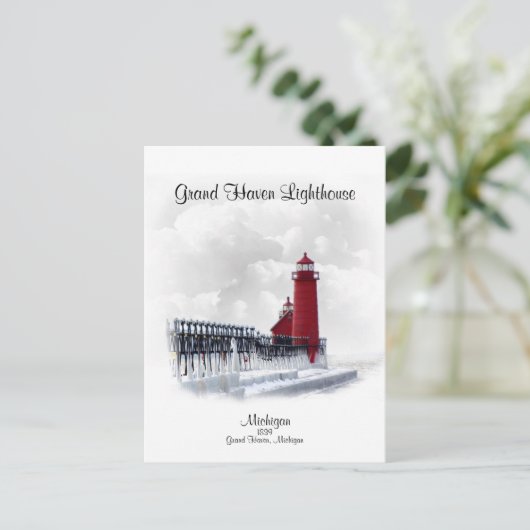 Grand Haven Lighthouse - Michigan Postkarte (Stehend Vorderseite)