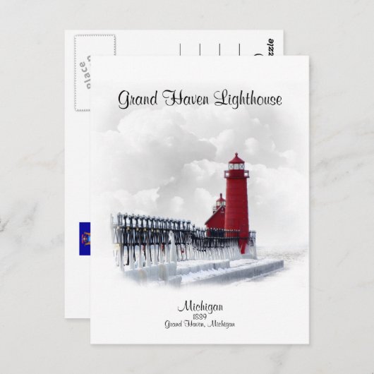 Grand Haven Lighthouse - Michigan Postkarte (Vorne/Hinten)