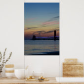 Grand Haven Lighthouse und Pier bei Nacht Poster (Küche)