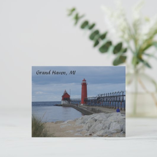 Grand Haven Lighthouses Postkarte (Stehend Vorderseite)
