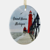 Grand Haven Michigan Leuchtturm Keramik Ornament (Rechts)