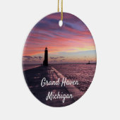Grand Haven Michigan Lighthouse Keramik Ornament (Rechts)