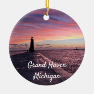 Grand Haven Michigan Lighthouse Keramik Ornament