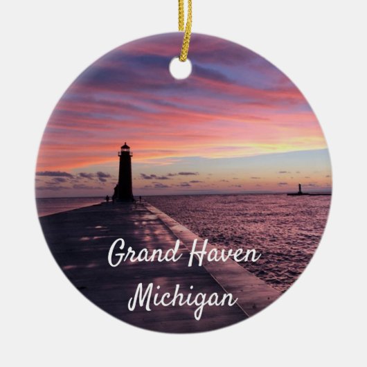 Grand Haven Michigan Lighthouse Keramik Ornament (Vorne)