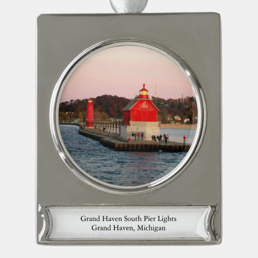Grand Haven South Pierhead Light-Banner Banner-Ornament Silber (Vorderseite)
