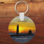 Grand Haven South Pierhead Lights-Kette Schlüsselanhänger (Vorderseite)