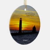 Grand Haven South Pierhead Lights Sonnenuntergang Keramik Ornament (Rechts)