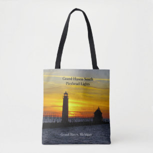 Grand Haven South Pierhead Lights Sonnenuntergang Tasche