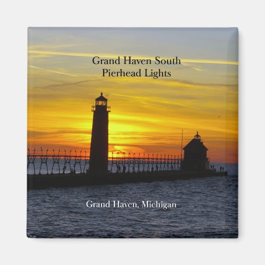 Grand Haven South Pierhead Lights Sunset 2-magnet Magnet (Vorne)