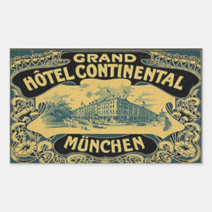 Grand Hotel Continental Munchen Rechteckiger Aufkleber
