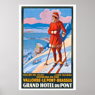 Grand Hotel du Pont Schweiz Vintage-Skiplakat Poster