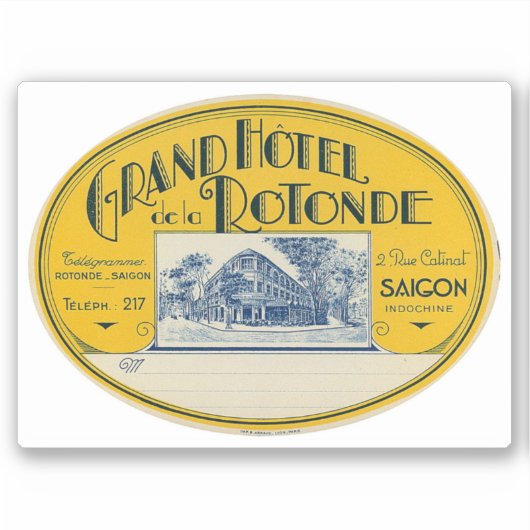 Grand Hotel Rotonde Saigon Indochina Aufkleber (Vorderseite)