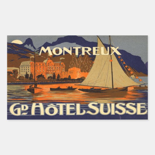 Grand Hotel Suisse Montreux Rechteckiger Aufkleber (Vorderseite)