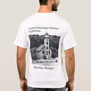 Grand Island East Channel Lighthouse 2-seitiges Sh T-Shirt