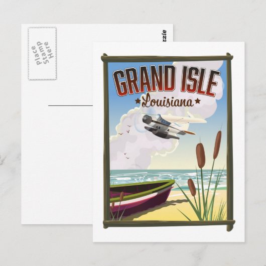Grand Isle, Louisiana Reiseplakat Postkarte (Vorne/Hinten)