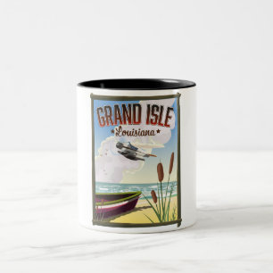 Grand Isle, Louisiana Reiseplakat Zweifarbige Tasse