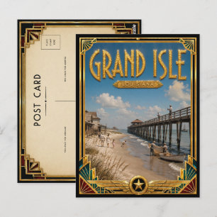 Grand Isle Louisiana Vintage Art Deco Golden Age Postkarte