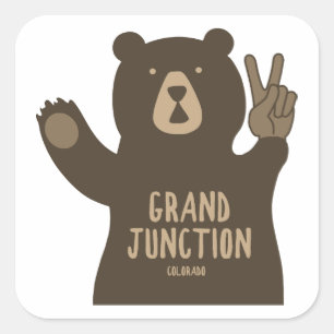 Grand Junction Colorado Peace Bear Quadratischer Aufkleber
