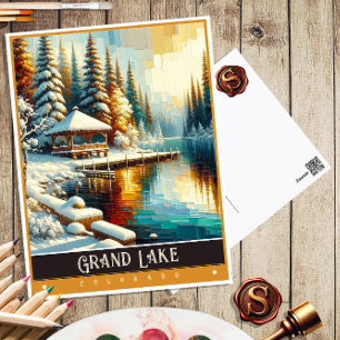 Grand Lake, Colorado Vintage-Gemälde Postkarte