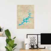 Grand Lake OK Karte bis 21 Poster (Heimbüro)