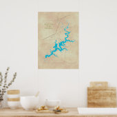 Grand Lake OK Karte tan 19 Poster (Küche)