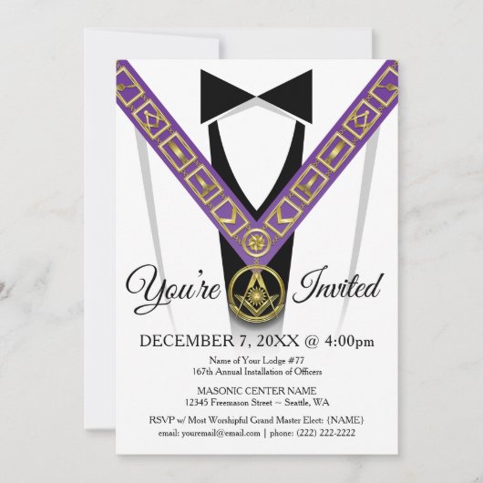 Grand Lodge Masonic Einladungen | Freimaurer (Vorderseite)