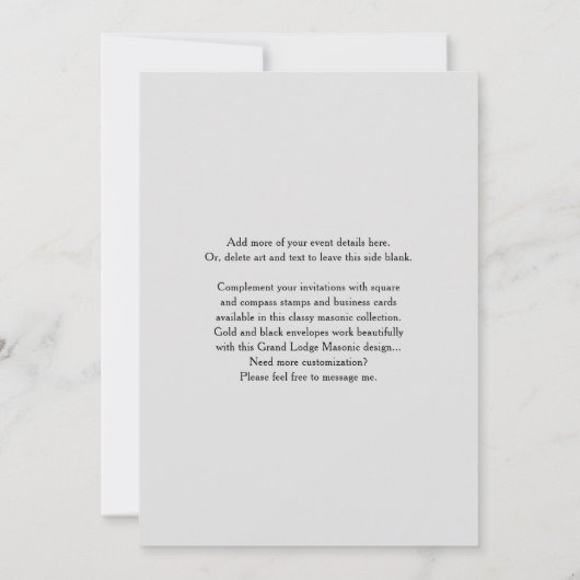 Grand Lodge Masonic Einladungen | Freimaurer (Rückseite)