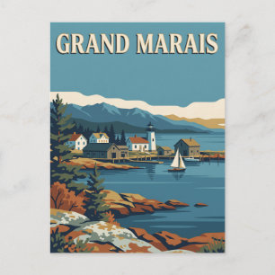 Grand Marais Minnesota Lake Superior Retro Poster Postkarte