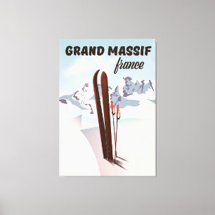 Grand Massif france Ski Poster Kunst. Leinwanddruck
