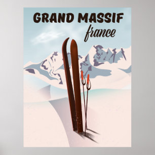 Grand Massif Frankreich Skiplakat Kunst. Poster
