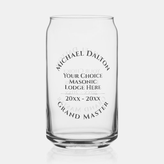 Grand Master Masonic Dosenglas (Rückseite)