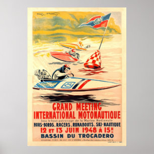 Grand Meeting Motonautique Boot Racing Geo Ham Poster