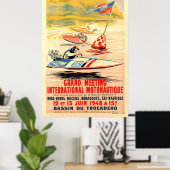 Grand Meeting Motonautique Boot Racing Geo Ham Poster (Heimbüro)