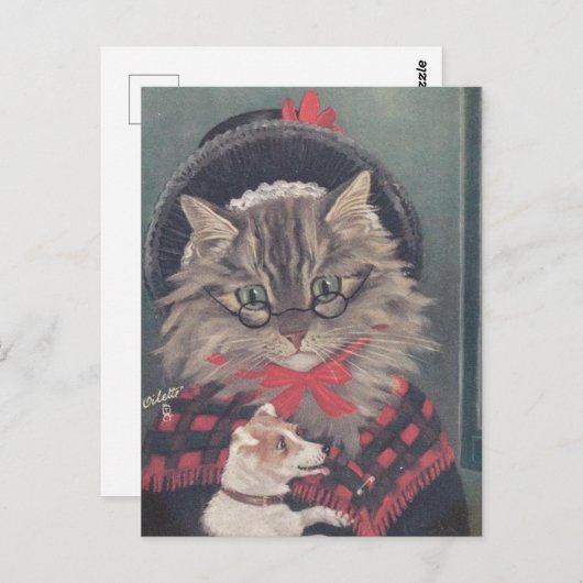 Grand-mère-Chat et chien Postkarte (Vorne/Hinten)