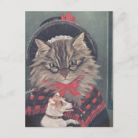 Grand-mère-Chat et chien Postkarte (Vorderseite)
