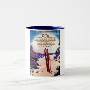 Grand Mesa, Colorado-Ski-Plakat. Zweifarbige Tasse