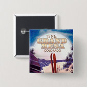 Grand mesa, Colorado Ski Poster. Button (Vorne & Hinten)