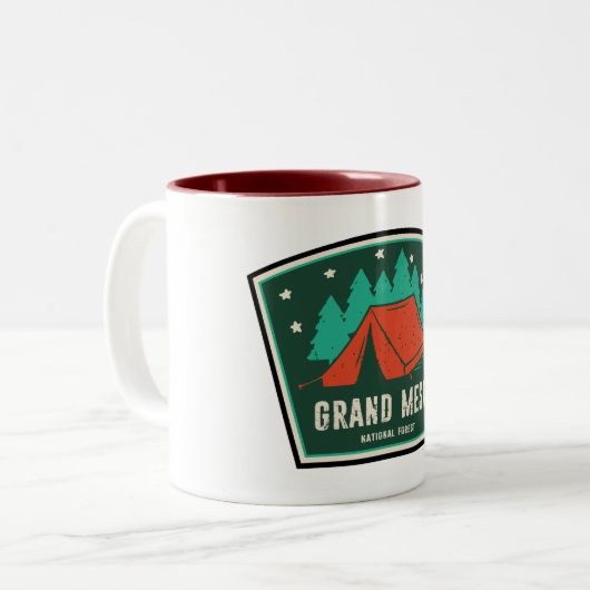 Grand Mesa National Forest Camping Zweifarbige Tasse (Vorderseite Links)