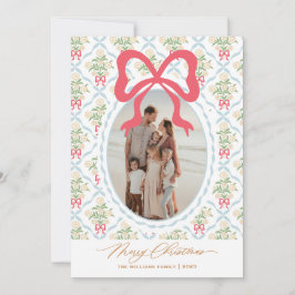 Grand Millennial Coquette Weihnachtsfotokarte Feiertagskarte