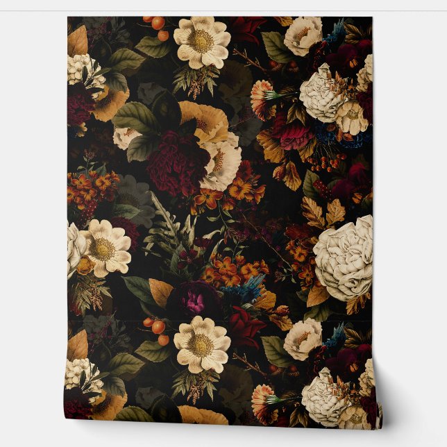 Grand Millennial Maximalism Moody Florals Wallpa Tapete (Abrollen)
