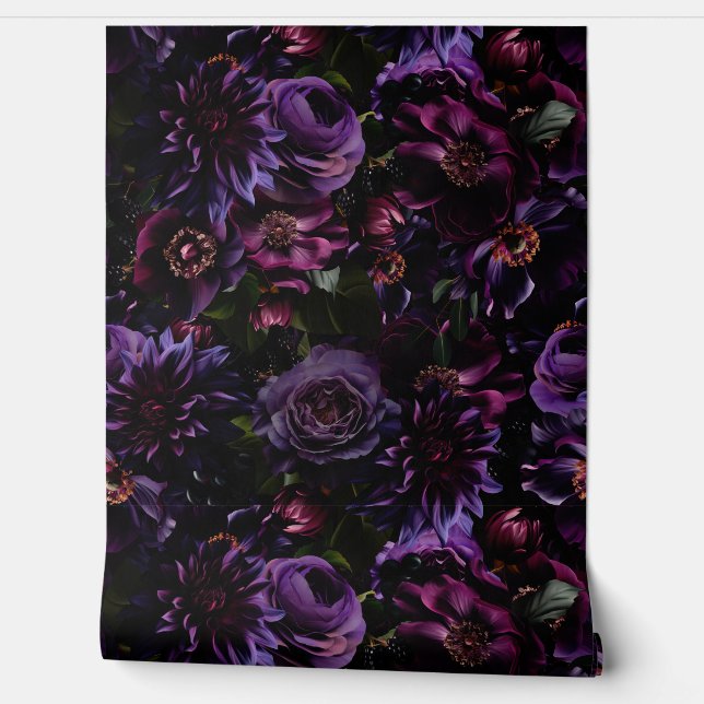 Grand Millennium Black Opulent Lila Mauve Garden Tapete (Abrollen)