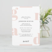 Grand Modern Chic Blush Pink Graduation Party Einladung (Stehend Vorderseite)