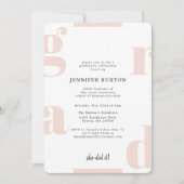 Grand Modern Chic Blush Pink Graduation Party Einladung (Vorderseite)