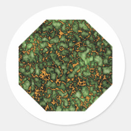 Grand Moss Green und Gold Marble Runder Aufkleber