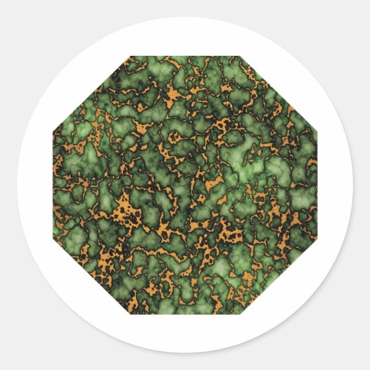 Grand Moss Green und Gold Marble Runder Aufkleber (Vorderseite)