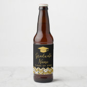 Grand Name Script mit Cap - Black Gold Abschluss Bierflaschenetikett (Vorderseite)