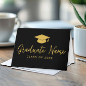 Grand Name Script mit Cap - Black Gold Abschluss Karte