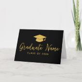 Grand Name Script mit Cap - Black Gold Abschluss Karte (Vorderseite)