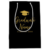 Grand Name Script mit Cap - Black Gold Abschluss Mittlere Geschenktüte (Vorderseite)