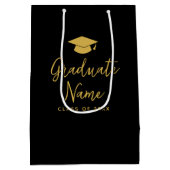 Grand Name Script mit Cap - Black Gold Abschluss Mittlere Geschenktüte (Rückseite)